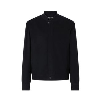Ermenegildo Zegna Jassen, Heren, Blauw, L, Leer, Oasi Cashmere Elements Bomber