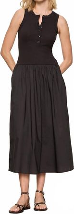 Sanctuary Breakaway Mix Media Midi Dress In Black