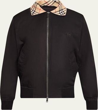 Burberry Mens Glenfields Nylon Check-Collar Blouson