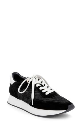 L'agence Deepa Mixed Media Running Sneaker in Black Suede at Nordstrom, Size 8.5