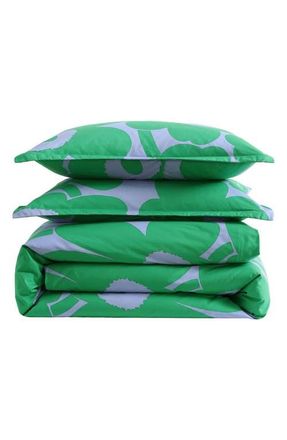 Marimekko Unikko Cotton Percale Duvet Cover & Shams Set in Medium/dark Green at Nordstrom, Size Full/queen