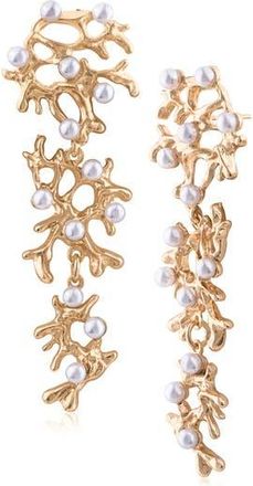 Jardin Faux Pearl Coral Drop Earrings in White/Gold at Nordstrom Rack