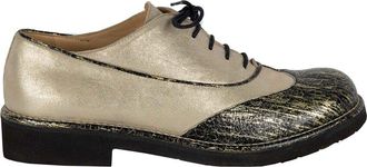 Chanel Womens Leather Two-Tone Shimmer Lace-Up Oxford - 10S (Authentic Pre-Loved)