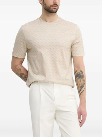 BOSS T-shirt met logoprint met ronde hals - Beige