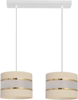Netlighting Helen Straight Bar Pendant Ceiling Light Ecru Gold White 45cm