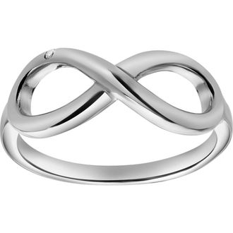 LuvMyJewelry Rielle Sterling Silver 0.01 Ct Diamond Infinity Ring in 925 Sterling Silver at Nordstrom, Size 7
