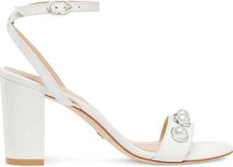 Stuart Weitzman 80 mm Nearlybare Portia sandalen verfraaid met parels - Wit