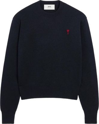 Ami Blauwe Sweaters voor een stijlvolle look - Heren - Ronde hals truien - Blauw - XL - Truien & Vesten