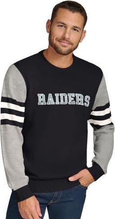 Tommy Hilfiger Mens Tommy Hilfiger Black/Heather Gray Las Vegas Raiders Acrylic Crewneck Pullover Sweatshirt at Nordstrom, Size Xx-Large