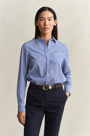 GANT Women Regular Fit Classic Striped Poplin Shirt (34) ROYAL BLUE