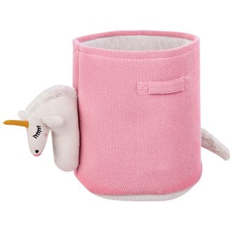 Beliani Beliani - Cesta De Almacenamiento Para Juguetes De Algod&oacute;n Unicornio Accesorio De Habitaci&oacute;n Infantil De Punto Rosa Narroti