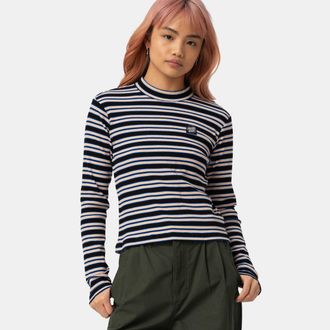 Santa Cruz Langarmshirt SANTA CRUZ OPUS DOT MOCK NECK LS TOP, Damen, Gr. 12 (L), bunt (multi stripe), Obermaterial: 93% Baumwolle, 7% Elasthan, Shirts Langarmshi