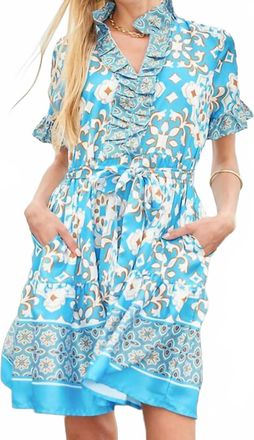 Jade Yoga Ruffle Around Dress In Kaleidoscope Border