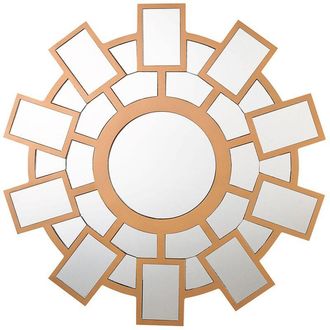 Beliani Espejo De Pared Decorativo Con Marco Forma De Sol Dorado Redondo &Oslash; 80 Cm Sala De Estar Rozel