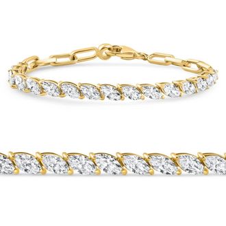 Pompeii3 5 1/2Ct Marquise Diamond Tennis Bracelet Yellow Gold Lab Grown 14k 7 Size: 7