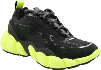 MCM Womens Black Luft Collection Suede Neon Green Trim Sneaker (37 EU / 7 US)