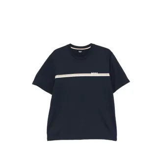 HUGO BOSS Authentic Stripe-detail Logo-print T-shirt
