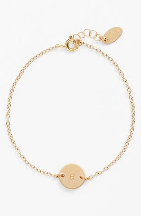 Nashelle Initial Mini Disc Bracelet in 14K Gold Fill R at Nordstrom