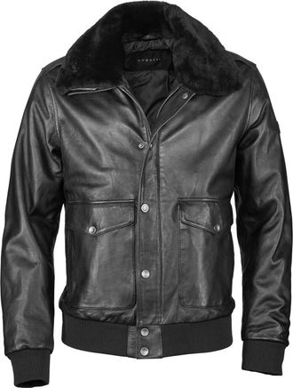 Bugatti Jassen, Heren, Zwart, 4Xl, Klassieke leren jas met warme kraag