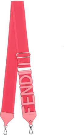 Fendi logo-embroidered leather shoulder strap - women - Calf Leather/Fabric - OS - Pink
