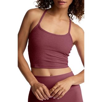 Beyond Yoga Space Dye Slim Racerback Crop Tank in Smooth Mauve Heather at Nordstrom, Size X-Large