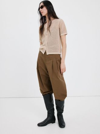 Mango Cardigan maglia traforata maniche corte sabbia - Donna - XXS - MANGO