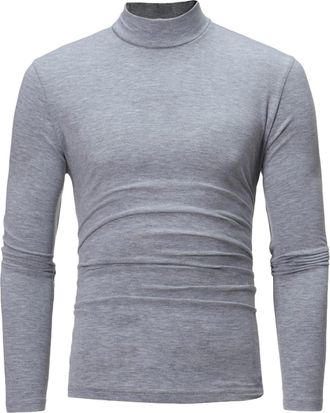 Generic Turtleneck Men Shirt Medium High Neck Bottoming Shirt Long Sleeves Stretch Blouse Comfables Thermal Basic Pullover Solid Color Slim Fitting Underwear 