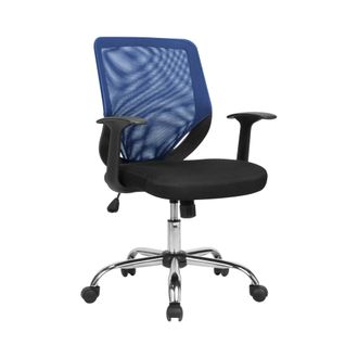 Serena Serena - Silla De Oficina Albany, Sill&oacute;n Ejecutivo De Malla Con Reposabrazos, Asiento De Oficina Ergon&oacute;mico, Cm 60x54h90/98, Negro Y Azul