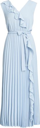 Gina Bacconi Womens Caprice Maxi Dress With Frill Detail And Pleat Skirt - Blue - Size Medium