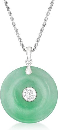 Ross-Simons Jade Blessing Circle Pendant Necklace in Sterling Silver