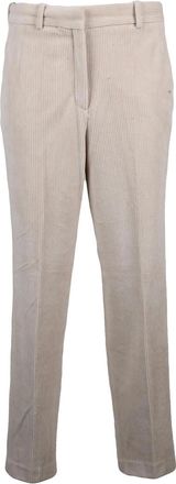 Circolo 1901 Beige Straight-Cut Trousers with Vertical Ribbed Texture