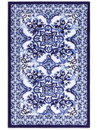 Dolce & Gabbana Majolica-print terrycloth beach towel - unisex - Cotton - OS - White