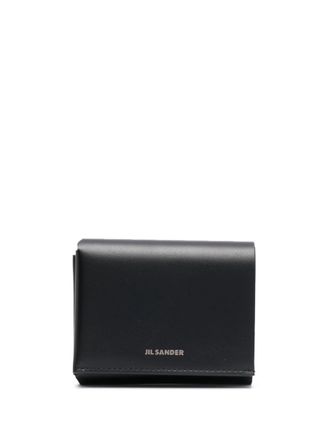 Jil Sander Black Fold-Over Smooth Leather Wallet
