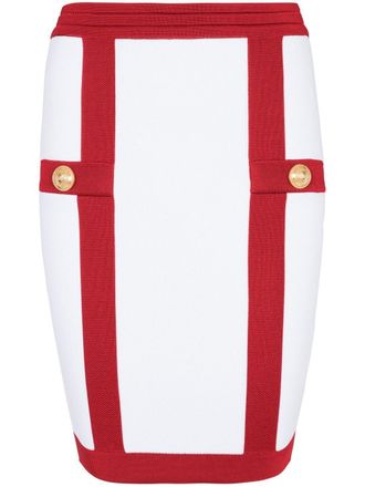 Balmain button-embellished bodycon skirt - women - Viscose/Polyamide - 38 - White