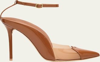 Malone Souliers 100mm Malia PVC and Patent Leather Pumps