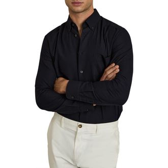 Reiss Greenwich Slim Fit Button-Down Shirt in Navy at Nordstrom, Size Medium