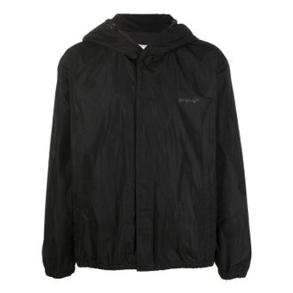 Off-white Mens Off-White FW22 Back Classic Logo Printing Hooded Jacket Ordinary Version Black OMEB035C99FAB0011010