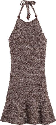 Desigual Open Stitch Halter Neck Cotton Blend Minidress in Brown at Nordstrom, Size X-Small
