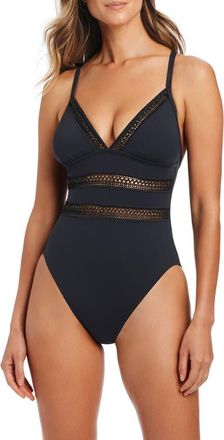 Bleu Rod Beattie Cross Back One-Piece Swimsuit in Black at Nordstrom, Size 10