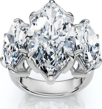 Pompeii3 Certified 10Ct Marquise Diamond Engagement Ring 3-Stone 14k Gold or Pt Lab Grown