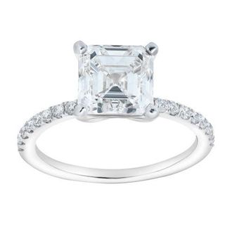 LuvMyJewelry Ani 14K White Gold Emerald Cut Lab Grown Diamond Engagement Ring - 2.7 Ct at Nordstrom, Size 5.5