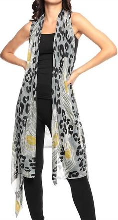 ADORE Hand Painted Vest In Black, White And Yellow