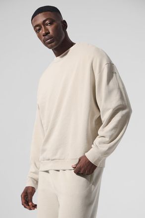 Alo | Chill Crewneck Neck Pullover Top in Bone Beige, Size: Medium