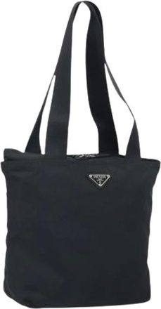 Prada Pre-owned Tote Bags, female, Black, Size: ONE SIZE Pre-owned Nylon Tote Bag