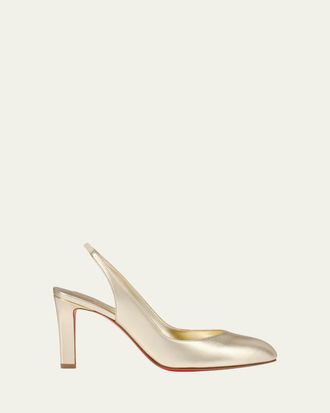 Christian Louboutin 85mm Fannylove Metallic Leather Slingback Pumps
