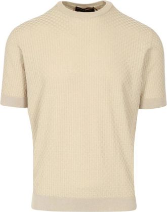 FILIPPO DE LAURENTIIS Rondgebreide kleding - Heren - Ronde hals truien - Beige - 3XL - Katoen - Truien & Vesten