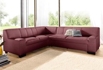 Domo Collection Ecksofa »Norma Top, elegant und modern, flache Armlehnen, L-Form« wahlweise mit Bettfunktion