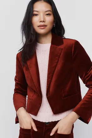 Maeve Cropped Tuxedo Blazer Jacket