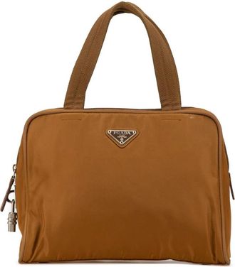 Prada Pre-owned Handbags, female, Brown, Size: ONE SIZE Pre-owned Tessuto Handbag Top Handle Zipper