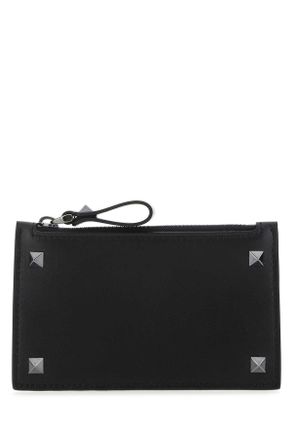 Valentino Garavani Black Leather Rockstud Card Holder